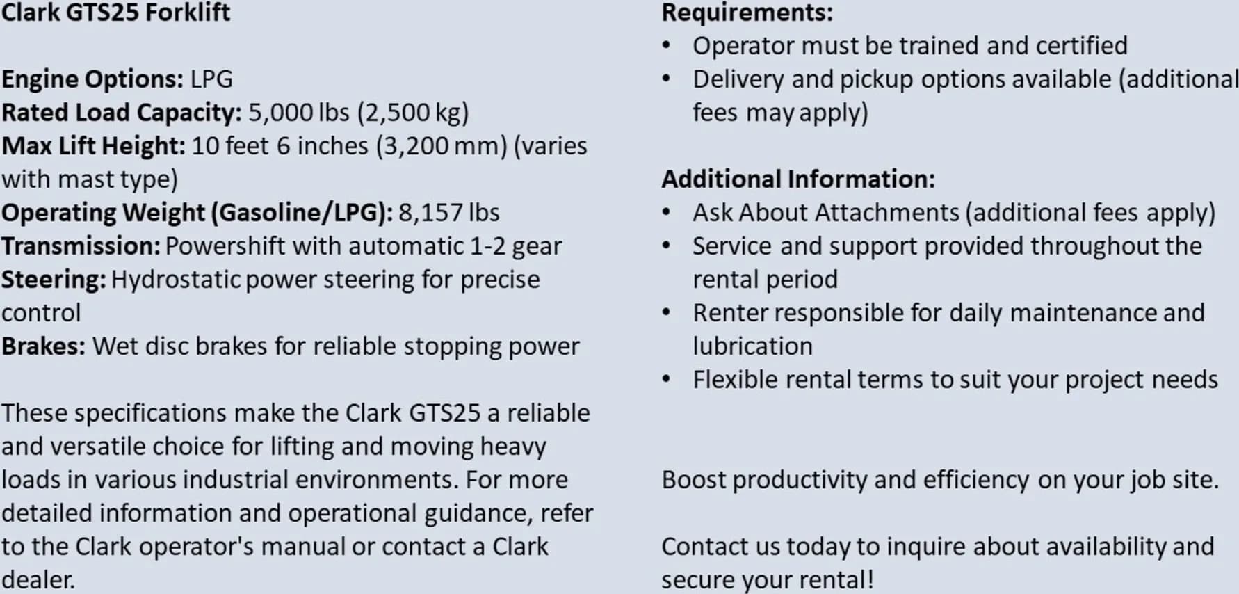 Clark GTS25 Forklift — photo 4 of 5