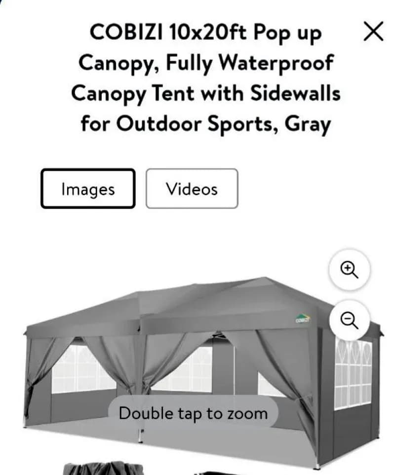 10'×20' Canopy with detachable side walls — photo 3 of 3