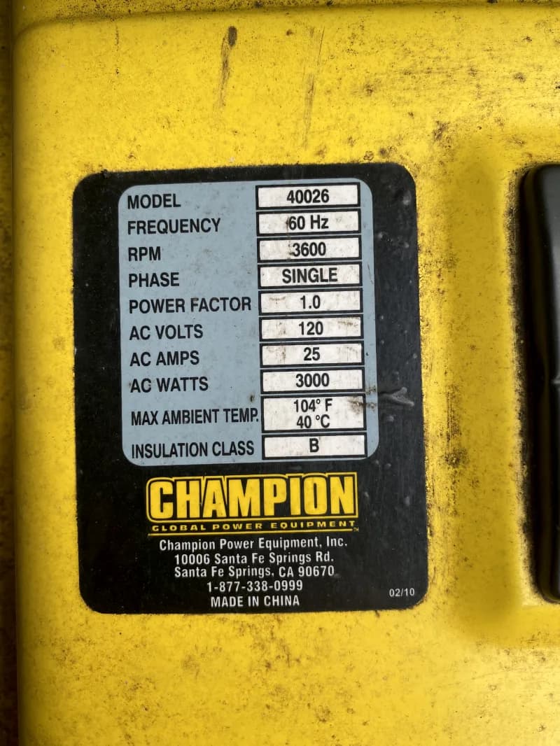Champion 3500 Generator — photo 2 of 3