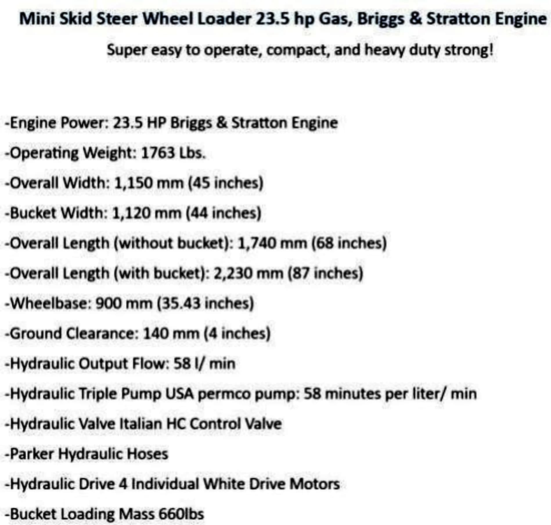 Mini Skid Steer Wheel Loader — photo 9 of 10