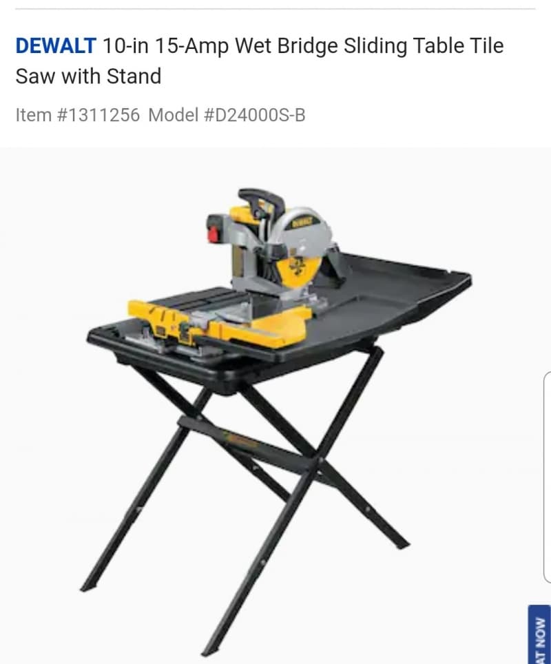 Wet tile saw