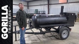 Smoker BBQ 5x10 Pull Behind with Large Wood Cage